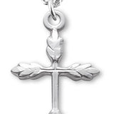 Women's Sterling Silver Wheat Design Cross Necklace with Chain Options - 18" 1.8mm Sterling Silver Chain + Clasp