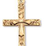 Women's 14kt Gold Over Sterling Silver Cross on Cross Flower Tip Necklace + 18 Inch Gold Plated Chain & Clasp - Gold-tone