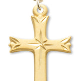 Women's 14kt Gold Over Sterling Silver Star Etched Center Cross Necklace + 18 Inch Gold Plated Chain & Clasp - Gold-tone