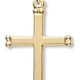 Women's 14kt Gold Over Sterling Silver Bead Shape Tip Cross Necklace + 18 Inch Gold Plated Chain & Clasp - Gold-tone