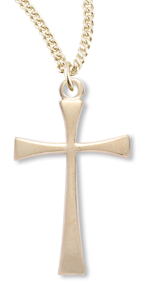 Women's 14kt Gold Plated High Polish Tapered Necklace + 18 Inch Gold Plated Chain & Clasp - Gold-tone