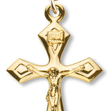 Women's 14kt Gold Over Sterling Silver Beveled Edge Pointed Flared Tips + 18 Inch Gold Plated Chain & Clasp - Gold-tone