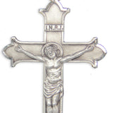 Men's Sterling Silver Matte Finished Pointy Edge Crucifix Pendant with Chain Options