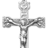 Men's Sterling Silver Crucifix Necklace with Crown Tips with Chain Options