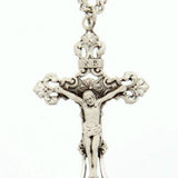 Crucifix Pendant, Sterling Silver - 24" 2.4mm Rhodium Plate Chain + Clasp