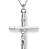 Crucifix with Cross on Cross Necklace, Sterling Silver with Chain
