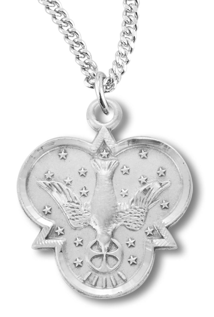 Women's Sterling Silver Holy Trinity Descending Dove Necklace with Chain Options - 18" 1.8mm Sterling Silver Chain + Clasp