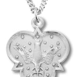 Women's Sterling Silver Holy Trinity Descending Dove Necklace with Chain Options - 18" 1.8mm Sterling Silver Chain + Clasp