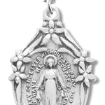 Women's Flower Accent Miraculous Necklace Oval, Sterling Silver with Chain Options - 18" 1.8mm Sterling Silver Chain + Clasp