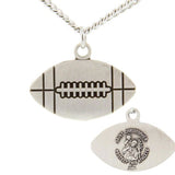 Football Shaped Necklace with Saint Christopher Back in Sterling Silver