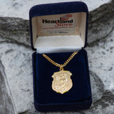 Men's Saint Michael Gold Plated Police Shield Necklace