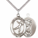 Girl's Pewter Oval St. Christopher Figure Skating Medal