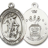 Guardian Angel Air Force Medal, Sterling Silver, Large - No Chain