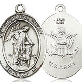 Guardian Angel Army Medal, Sterling Silver, Large - No Chain