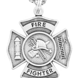 Heartland Men's Sterling Silver Firefighter Philippians 4:13 Medal with Cross