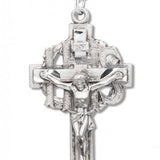 Men's Sterling Silver IHS Crucifix Necklace with Chain Options - 24" Sterling Silver Chain + Clasp