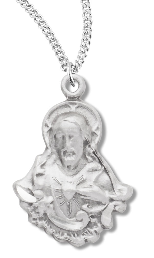 Women's Jesus Charm Necklace, Sterling Silver with Chain Options - 18" 1.8mm Sterling Silver Chain + Clasp