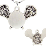 Lacrosse Stick Necklace with Saint Christopher Back in Sterling Silver