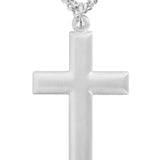 Men's Sterling Silver Beveled Cross Pendant - Matte Finish