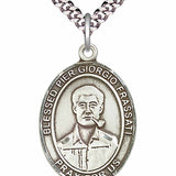 Men's Pewter Oval Blessed Pier Giorgio Frassati Medal