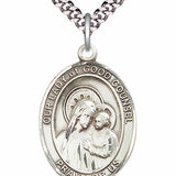 Men's Pewter Oval Our Lady of Good Counsel Medal