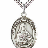 Men's Pewter Oval Our Lady of the Railroad Medal - 24" 2.4mm Rhodium Plate Chain + Clasp