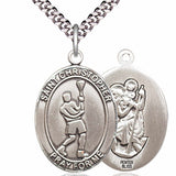 Men's Pewter Oval St. Christopher Lacrosse Medal