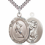 Men's Pewter Oval St. Christopher Rugby Medal