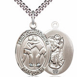 Men's Pewter Oval St. Christopher Wrestling Medal