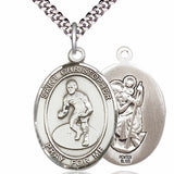 Men's Pewter Oval St. Christopher Wrestling Medal