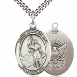 Men's Pewter Oval St. Joan of Arc Navy Medal