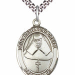 Men's Pewter Oval St. Katharine Drexel Medal - 24" 2.4mm Rhodium Plate Chain + Clasp