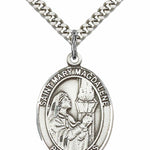 Men's Pewter Oval St. Mary Magdalene Medal - 24" 2.4mm Rhodium Plate Chain + Clasp