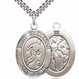 Men's Pewter Oval St. Sebastian Soccer Medal