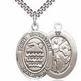 Men's Pewter Oval St. Sebastian Swimming Medal
