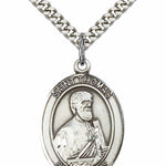 Men's Pewter Oval St. Thomas the Apostle Medal - 24" 2.4mm Rhodium Plate Chain + Clasp