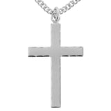 Men's Sterling Silver Etched Matte Cross with Lords Prayer