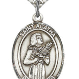 Men's Sterling Silver Saint Agatha Oval Medal