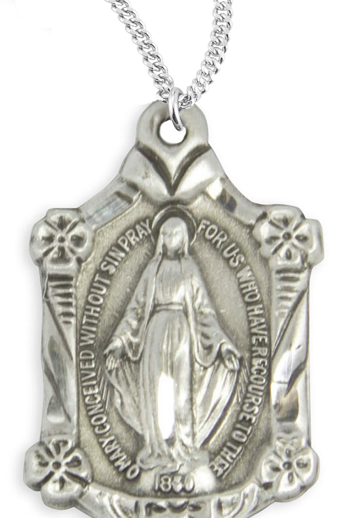 Miraculous Necklace with Flowers, Sterling Silver with Chain