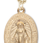 Men's 14kt Gold Over Sterling Silver Oval Miraculous Necklace + 24 Gold Plated Endless Chain - Gold-tone