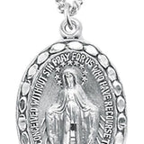 Women's Sterling Silver Miraculous Necklace with Beaded Border with Chain Options