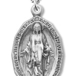 Women's Sterling Silver Large Pointy Edge Miraculous Necklace with Chain Options - 18" 1.8mm Sterling Silver Chain + Clasp