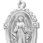 Women's Sterling Silver Miraculous Oval Necklace with Chain Options - 18" 1.8mm Sterling Silver Chain + Clasp