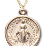 Women's 14kt Gold Over Sterling Silver Round Miraculous Oval Necklace + 18 Inch Gold Plated Chain & Clasp - Gold-tone