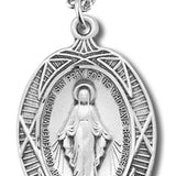 Women's Sterling Silver Oval Miraculous Necklace Fancy Border with Chain Options