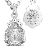 Women's Sterling Silver Miraculous Necklace with Floral Tip Bottom with Chain Options - 18" 1.8mm Sterling Silver Chain + Clasp