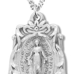 Girl's Sterling Silver Miraculous Necklace with Flowered Border with Chain - Sterling Silver