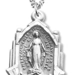 Women's Sterling Silver Cathedral Inspired Miraculous Necklace with Chain Options - 18" 1.8mm Sterling Silver Chain + Clasp