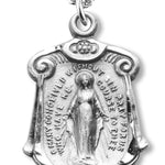 Women's Sterling Silver Miraculous Necklace Scroll Top with Chain Options - 18" 1.8mm Sterling Silver Chain + Clasp