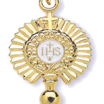 Men's 14kt Gold Over Sterling Silver Large Monstrance Pendant + 24 Inch Gold Plated Endless Chain - Two-Tone